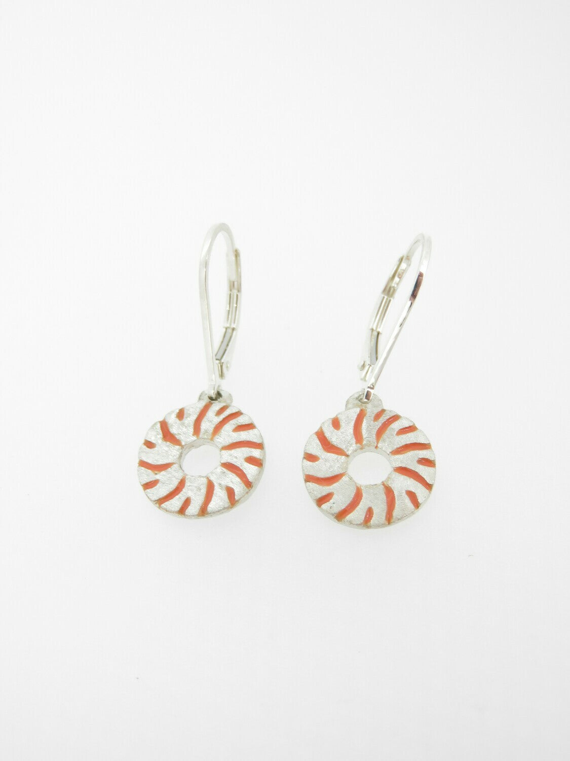 Small Millstone Earrings with Orange