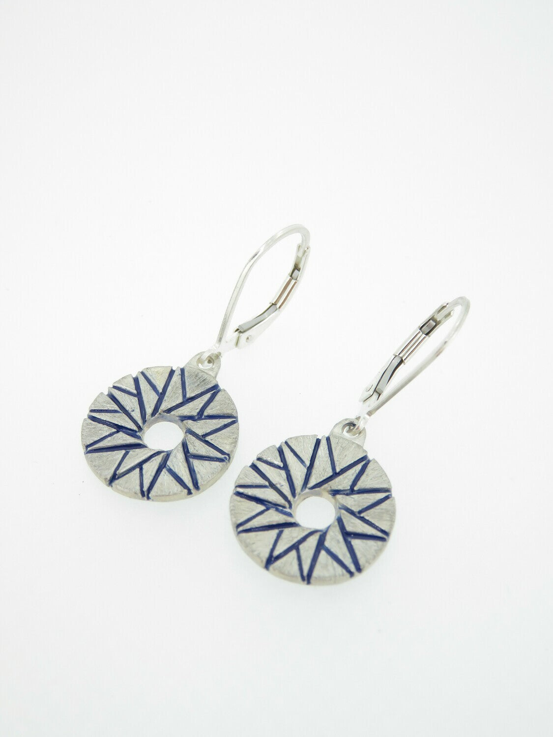 Star Millstone Earrings with Blue