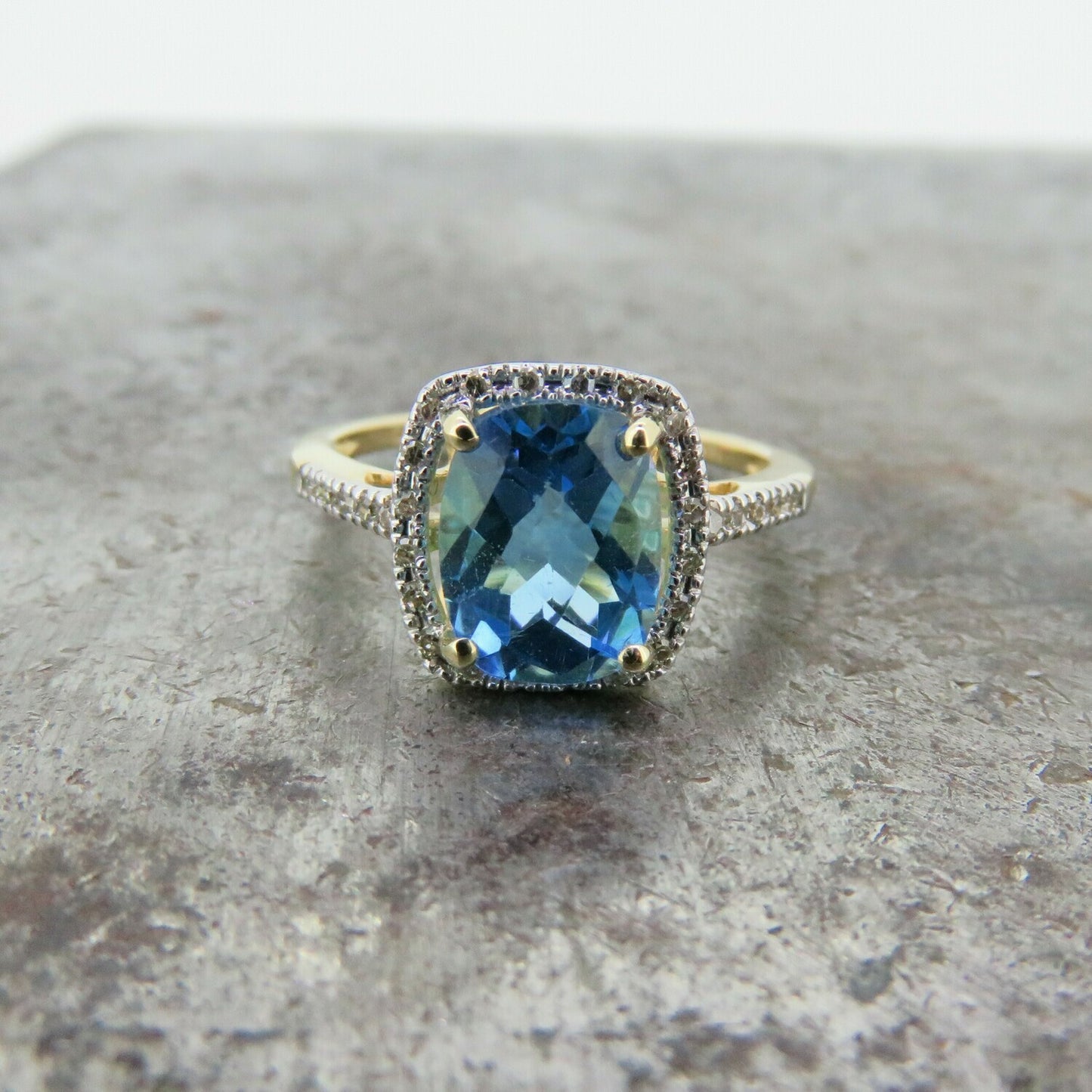 Blue Topaz Halo Ring