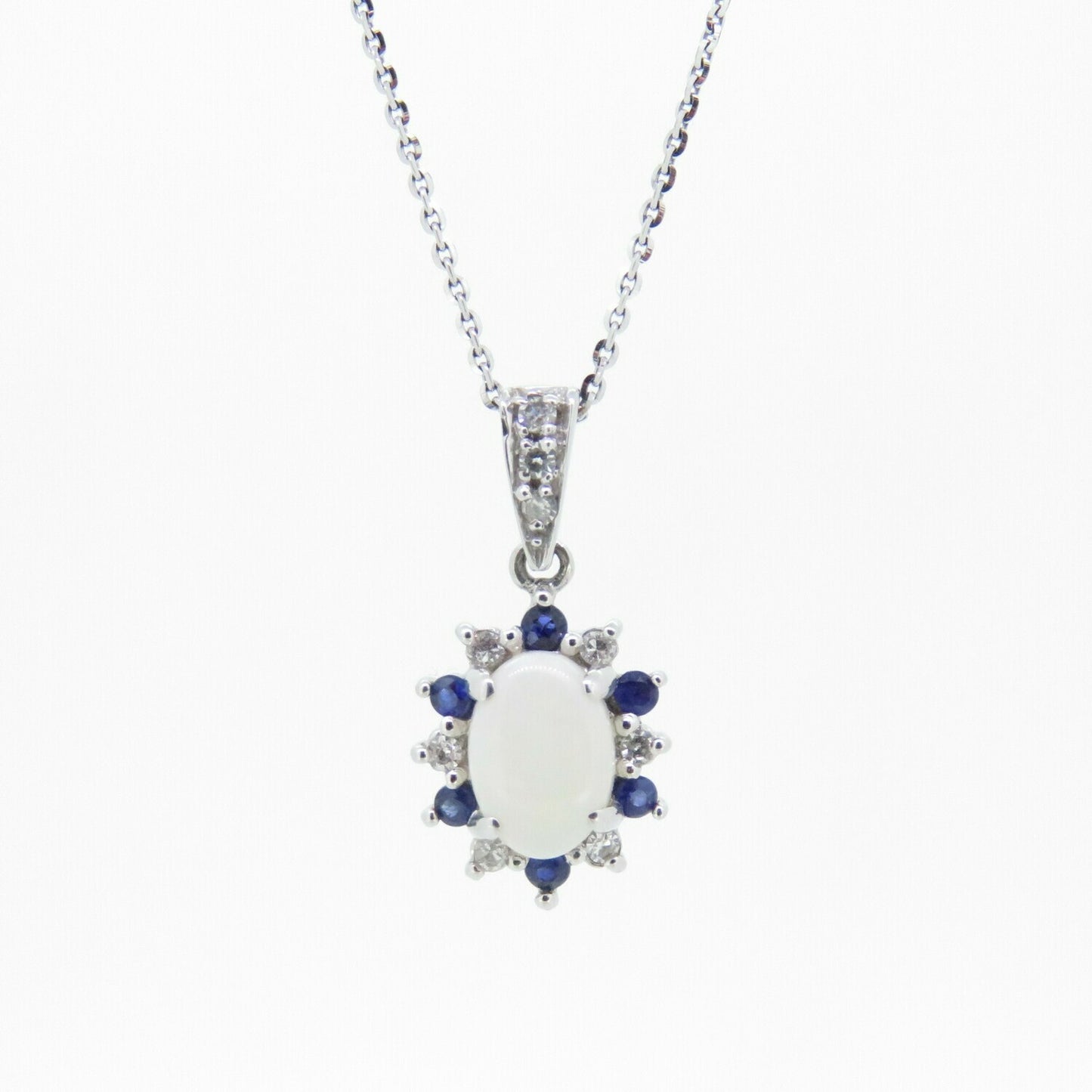 Opal, Sapphire, and Diamond Necklace
