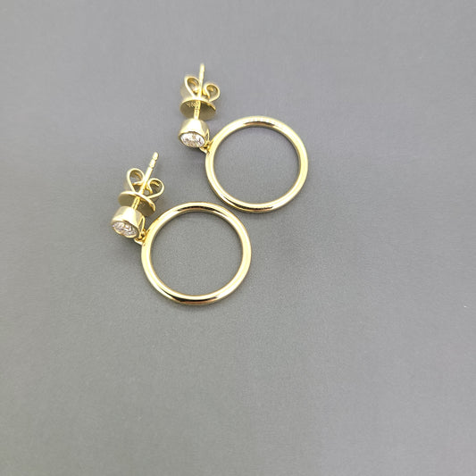 Circle Diamond Dangle Earrings