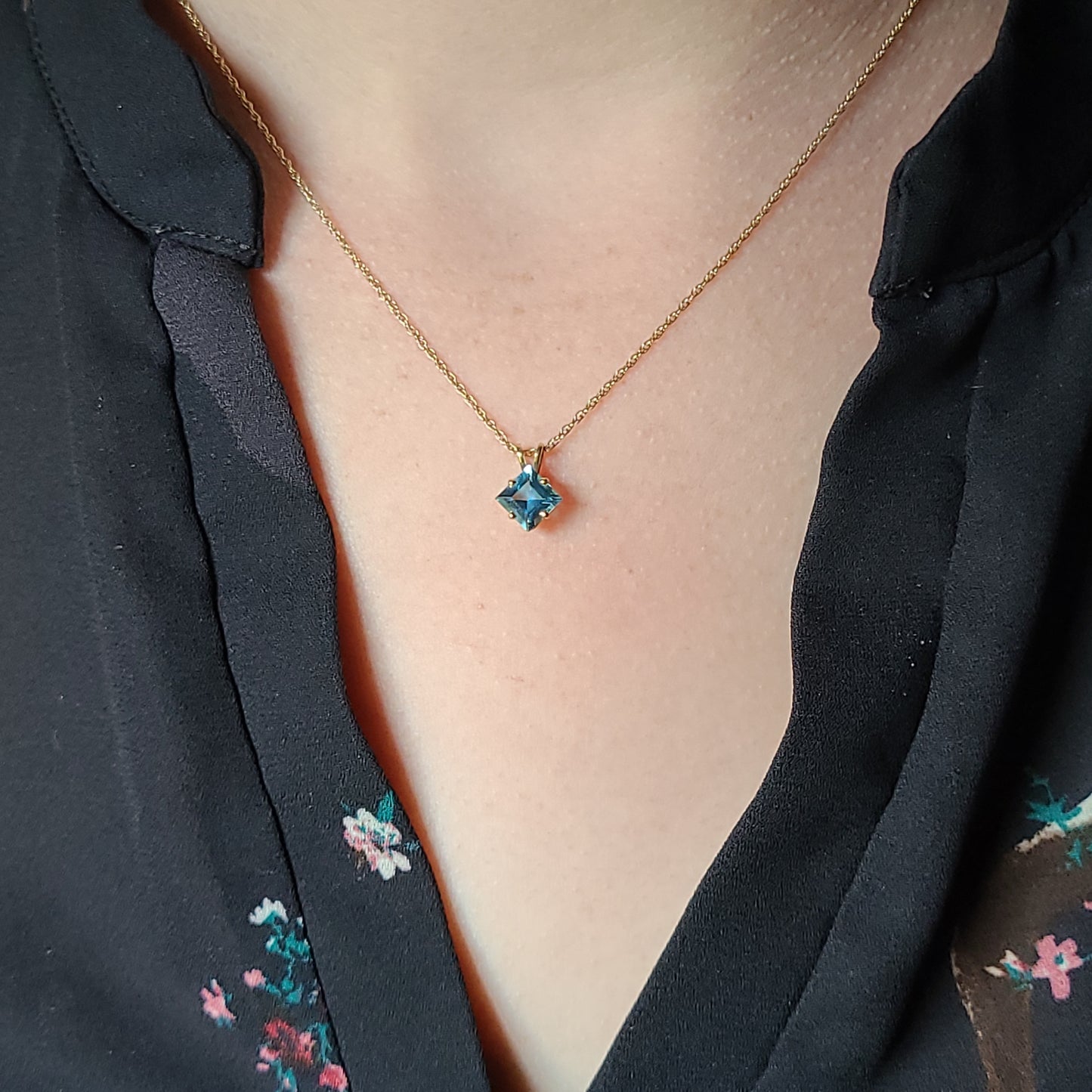 Princess Blue Topaz Pendant