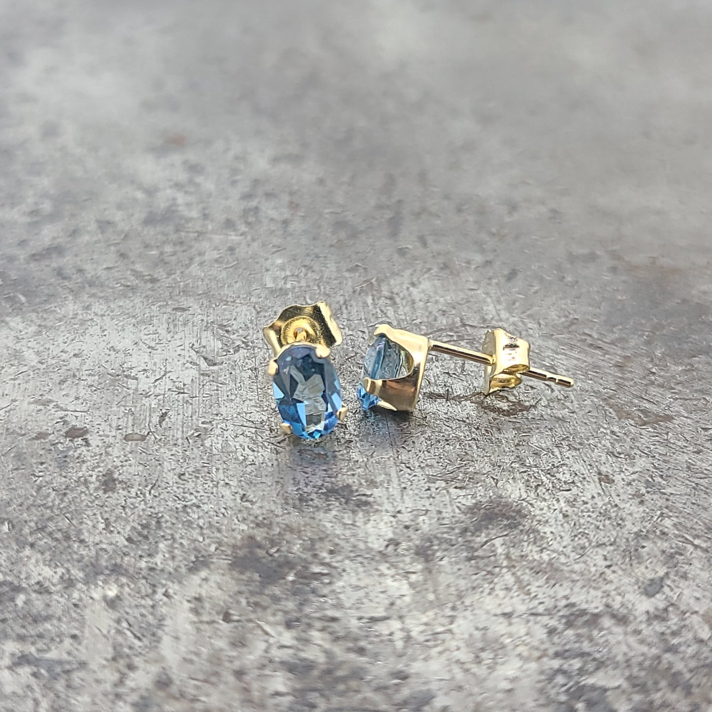 Oval Blue Topaz Stud Earrings