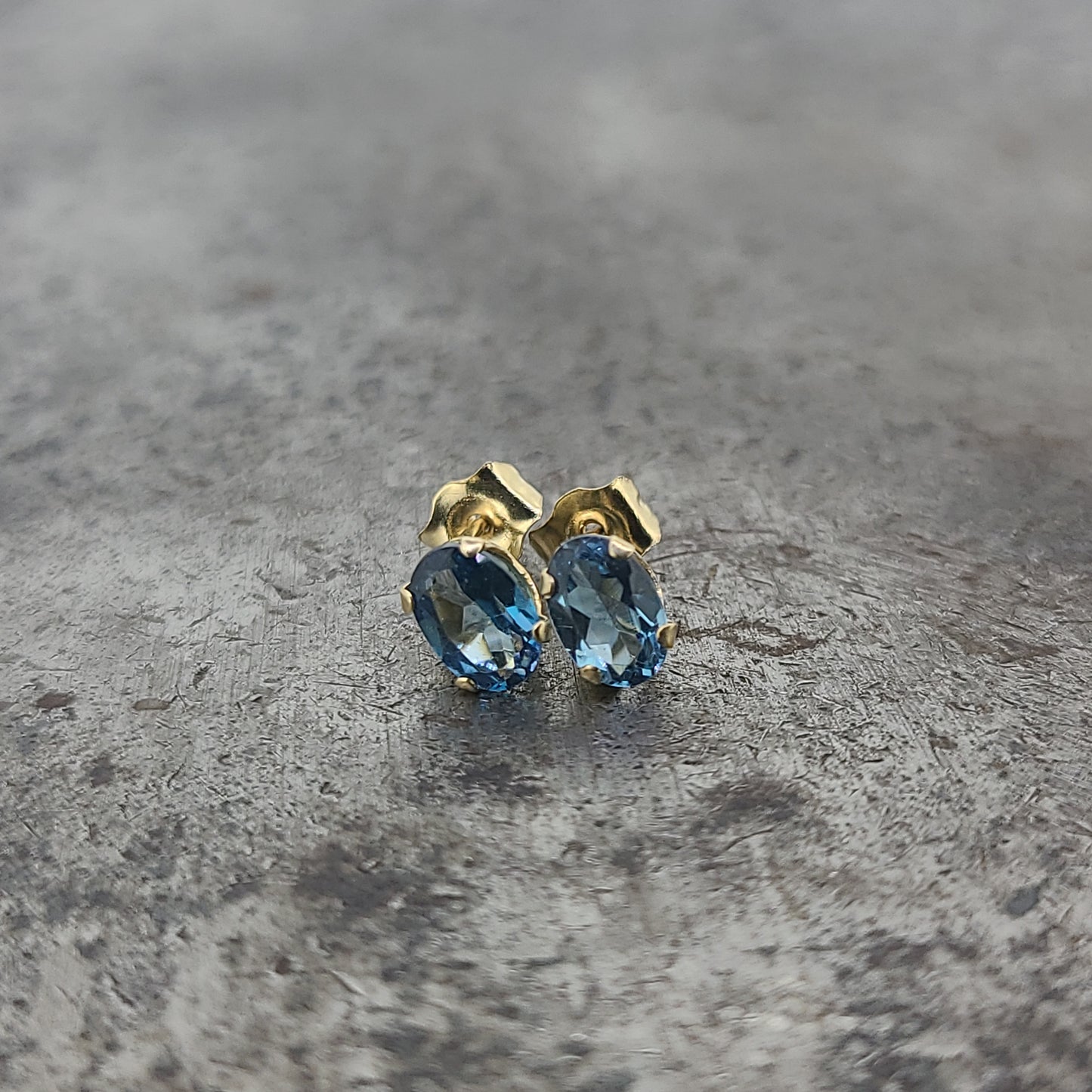 Oval Blue Topaz Stud Earrings