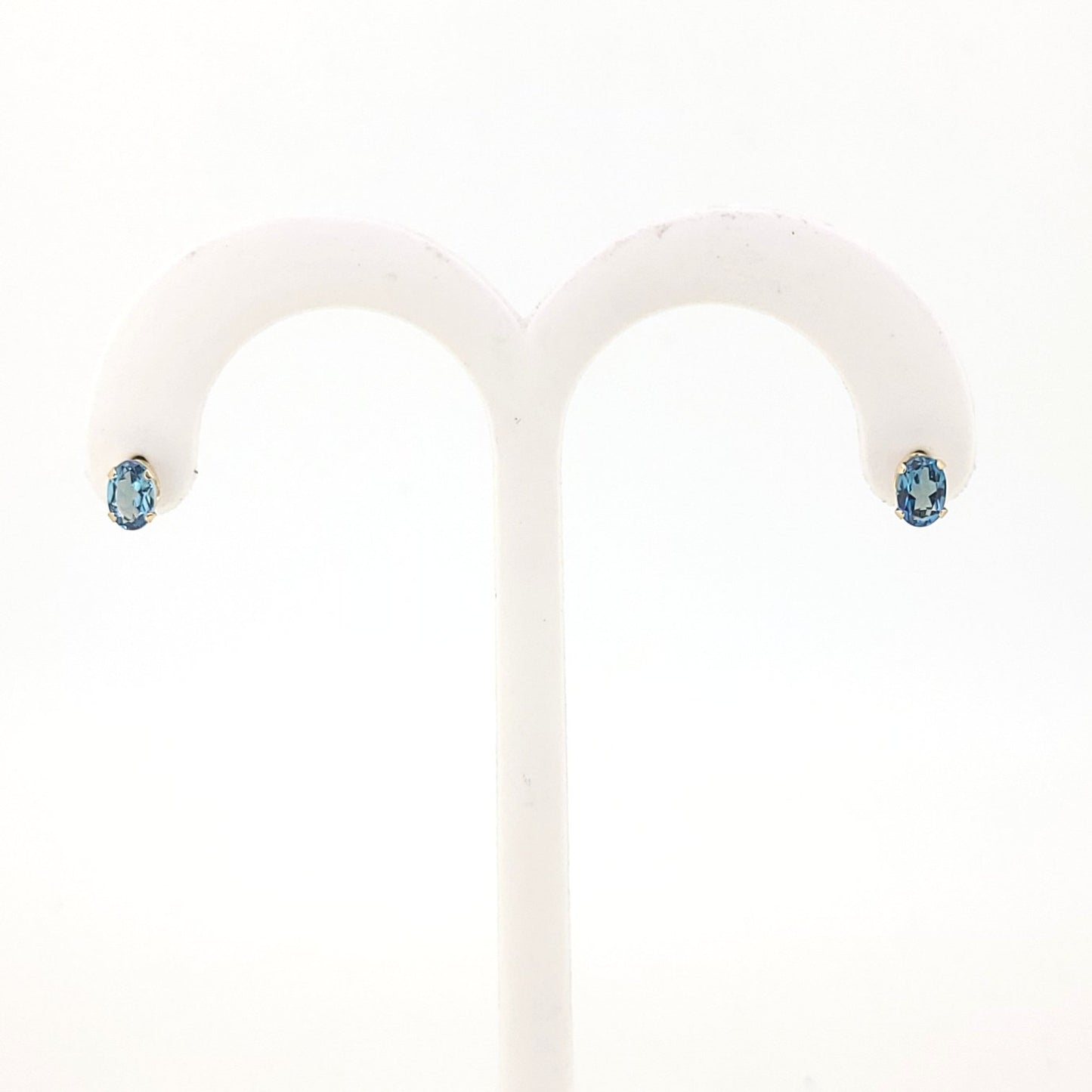 Oval Blue Topaz Stud Earrings