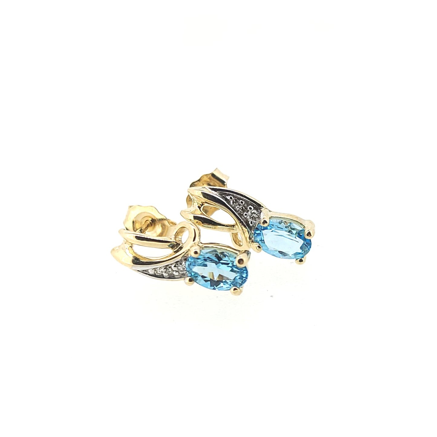 Blue Topaz and Diamond Stud Earrings