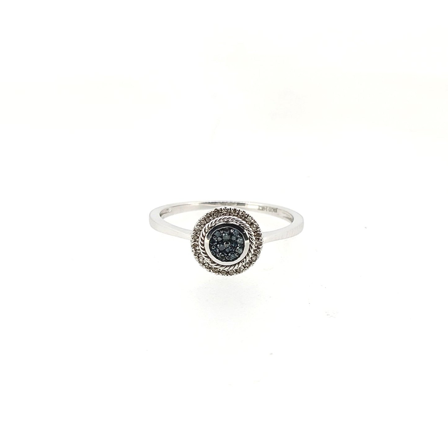 Blue and White Diamond Ring