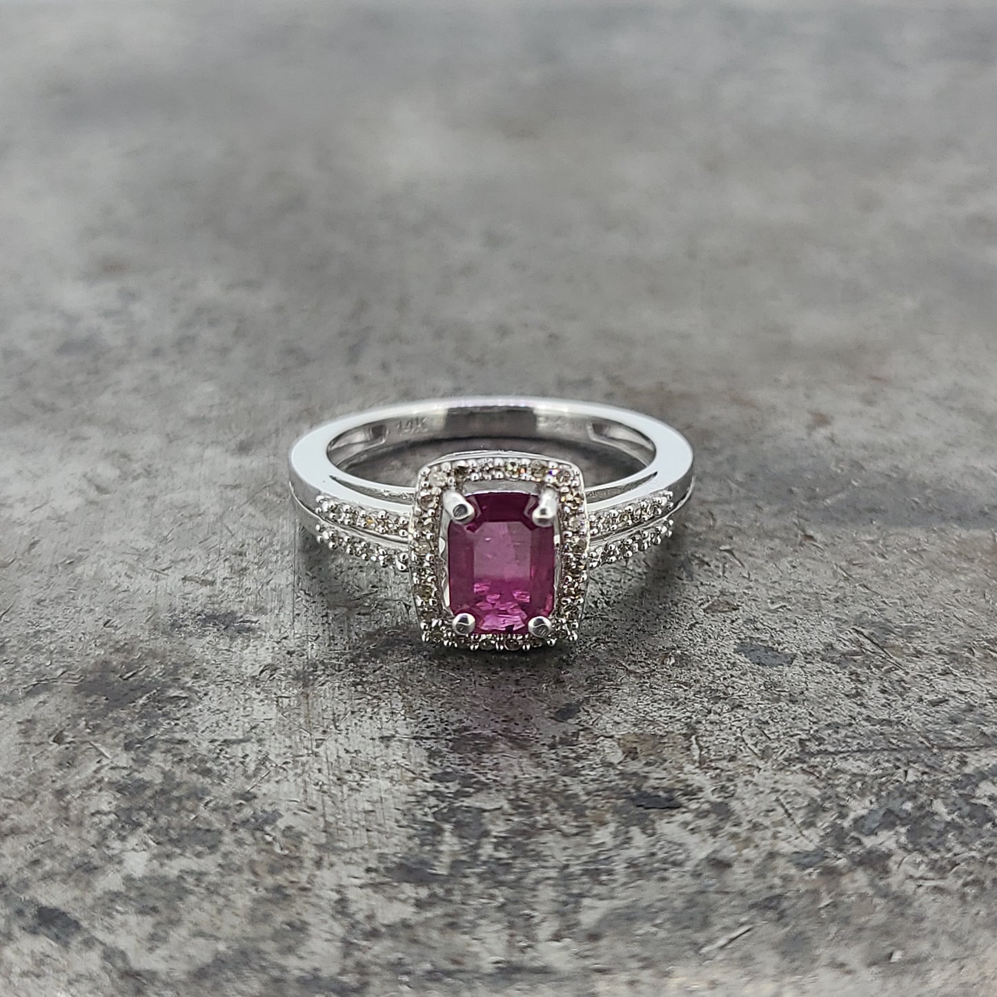 Ruby and Diamond Halo Ring