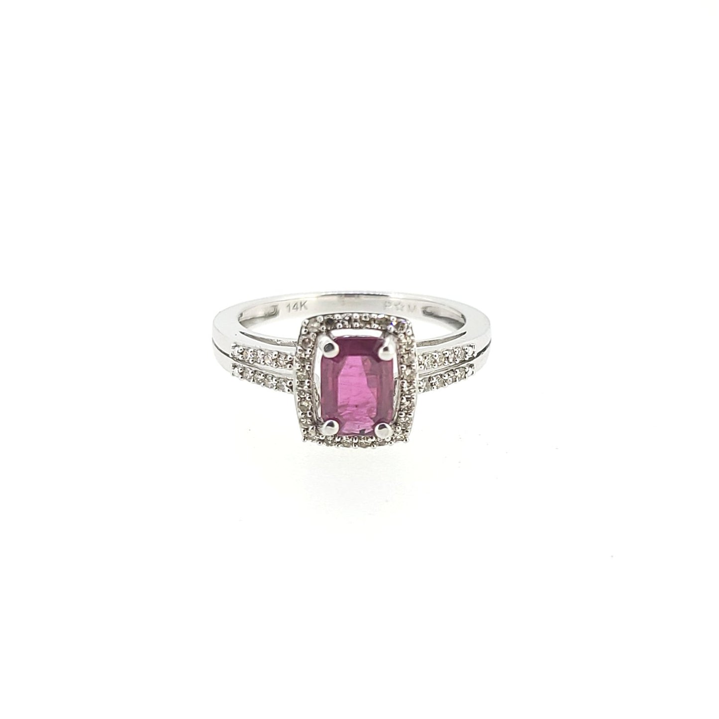 Ruby and Diamond Halo Ring