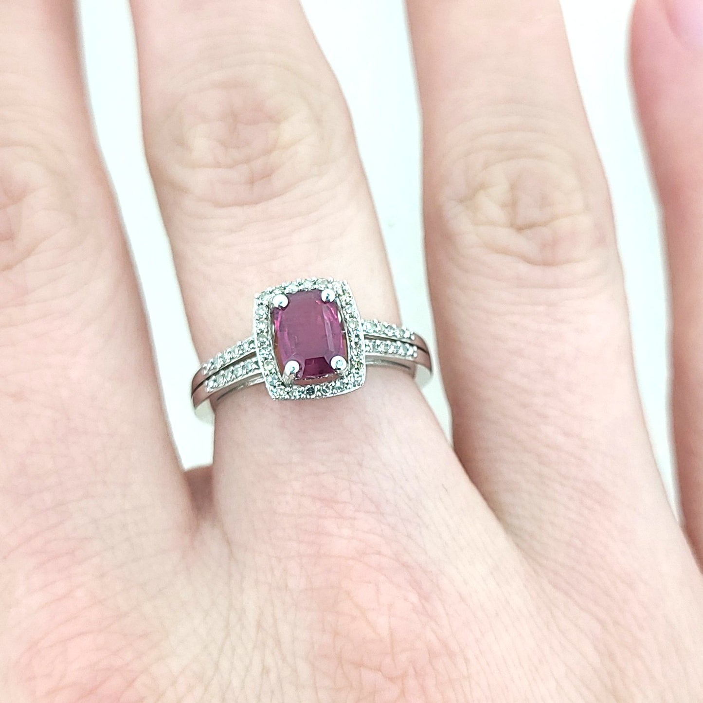 Ruby and Diamond Halo Ring