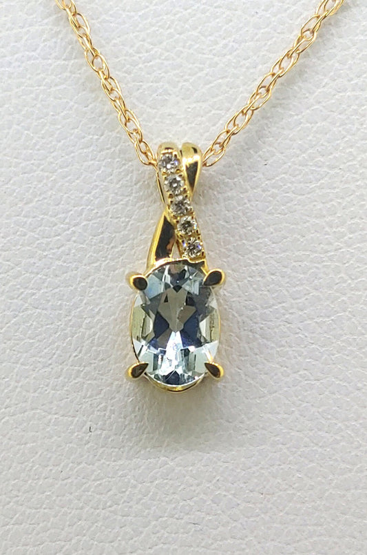Aquamarine and Diamond Pendant
