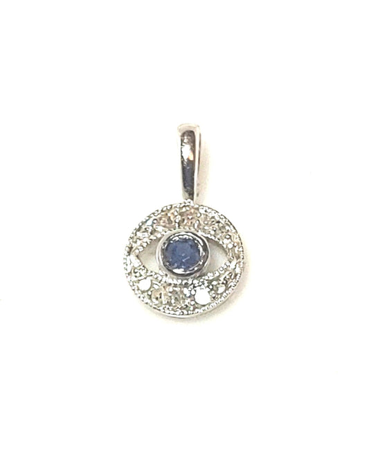 14k white Evil Eye Pendant