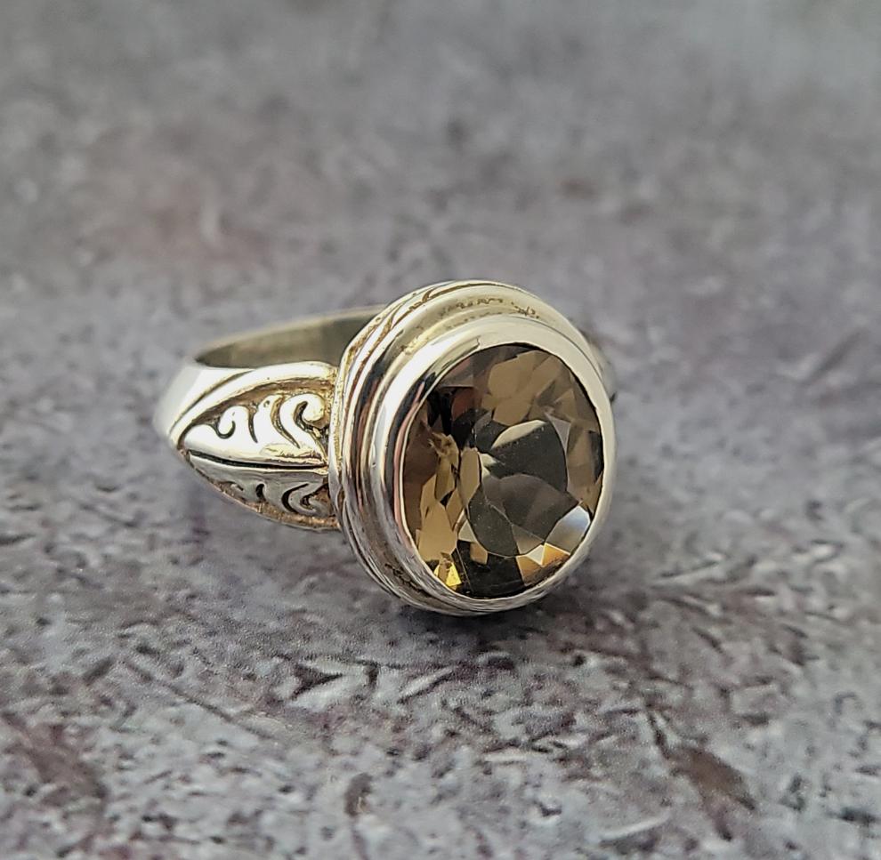 Silver Smokey Quartz Ring