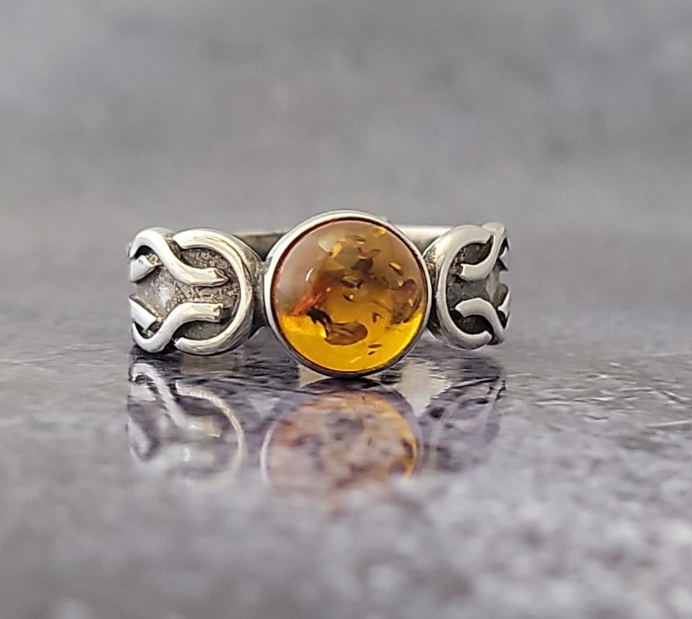 Sterling Silver Amber Ring