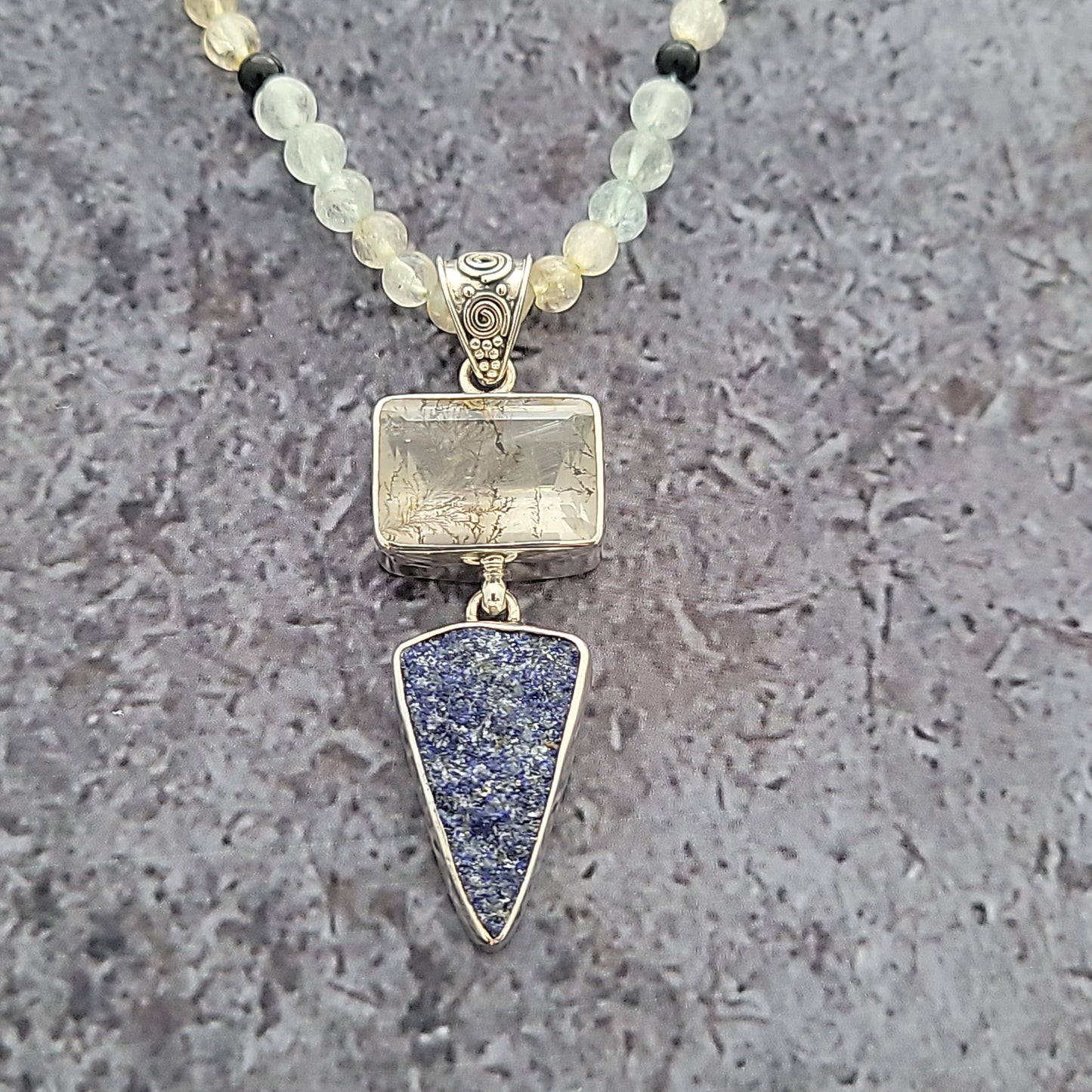 Sterling and Rutilated Quartz Pendant