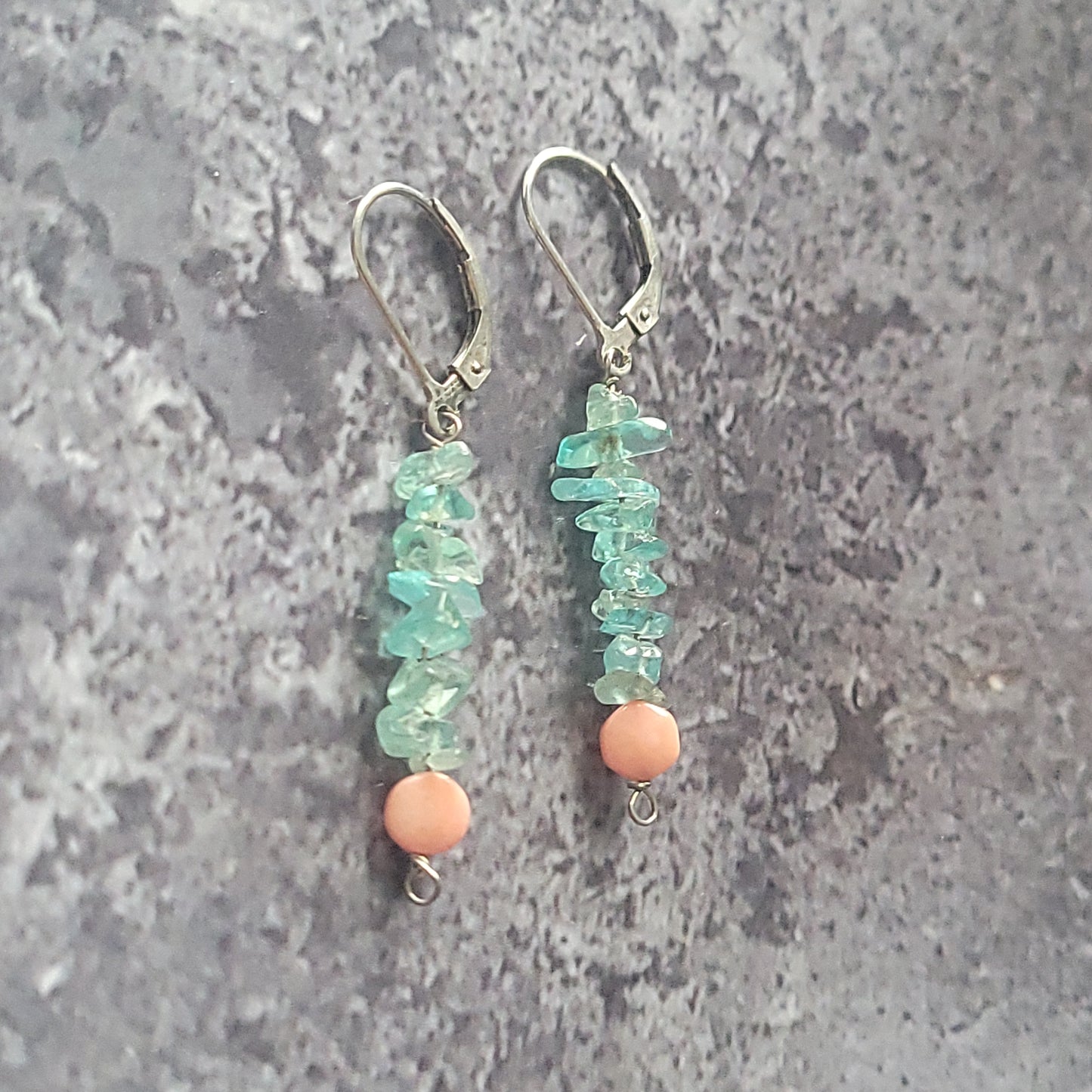 Sterling Apatite and Coral Earrings