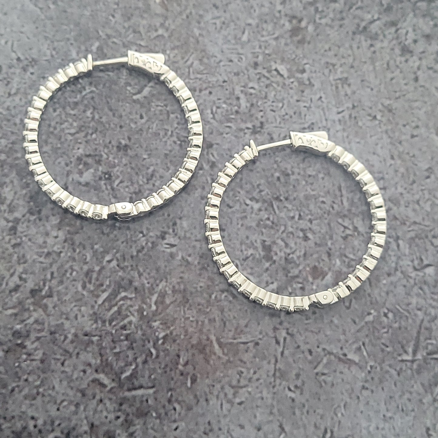 Sterling CZ Inside Outside Hoops