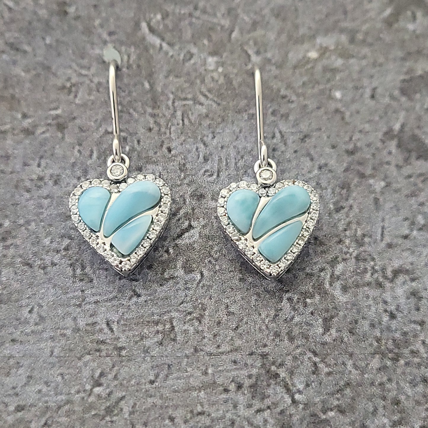Sterling Larimar Heart Earrings