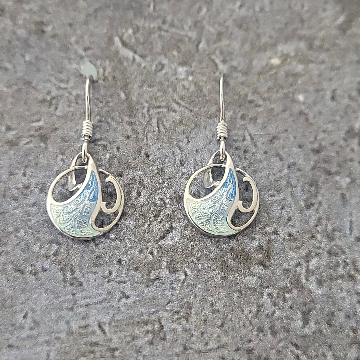Sterling Enameled Wave Earrings
