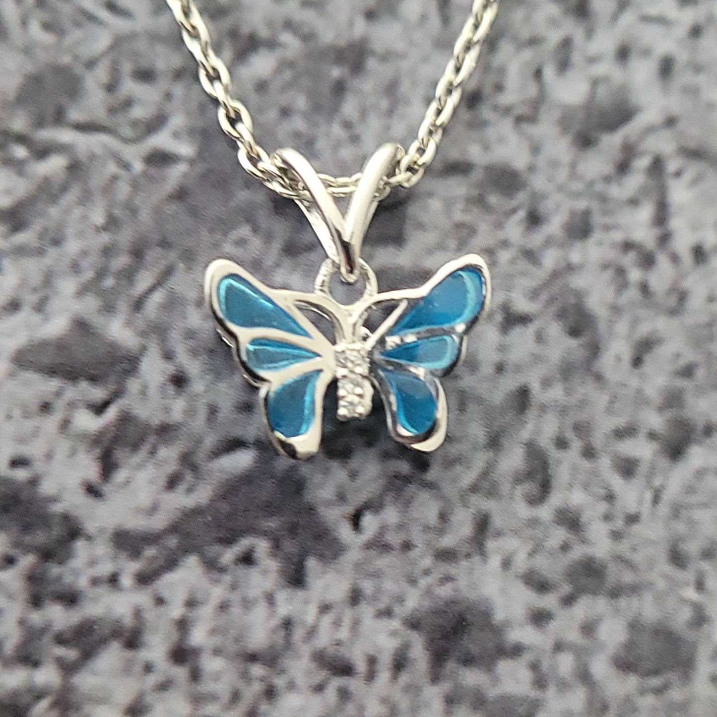 Silver Enameled Butterfly Reversible