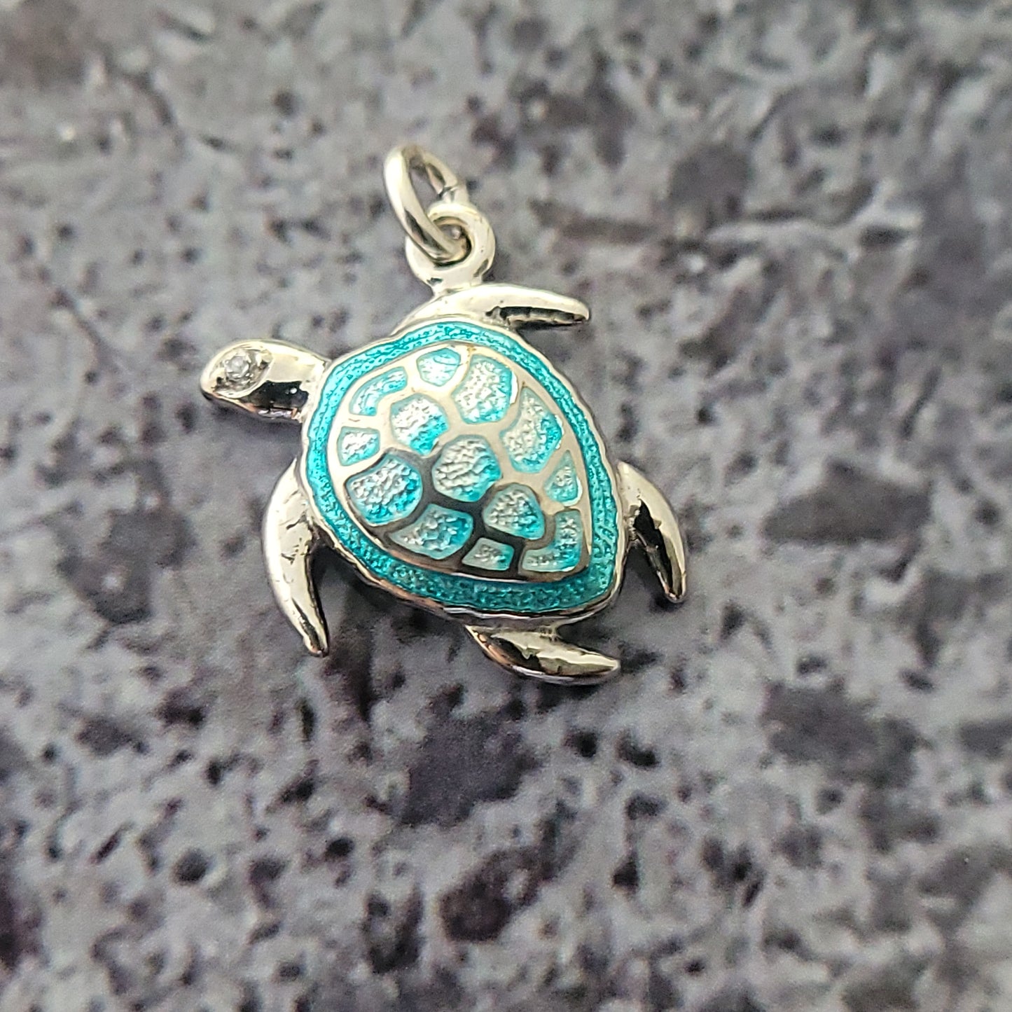 Silver Enameled Turtle Charm