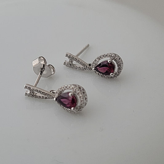 Rhodolite Garnet and Diamond Earrings