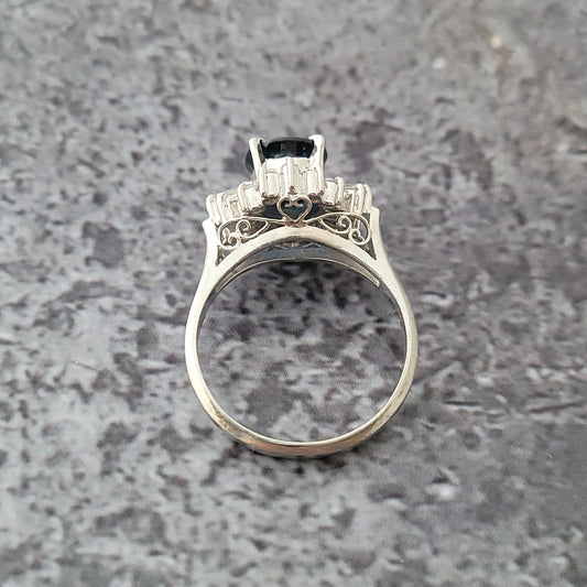 Platinum Sapphire and Diamond Ring