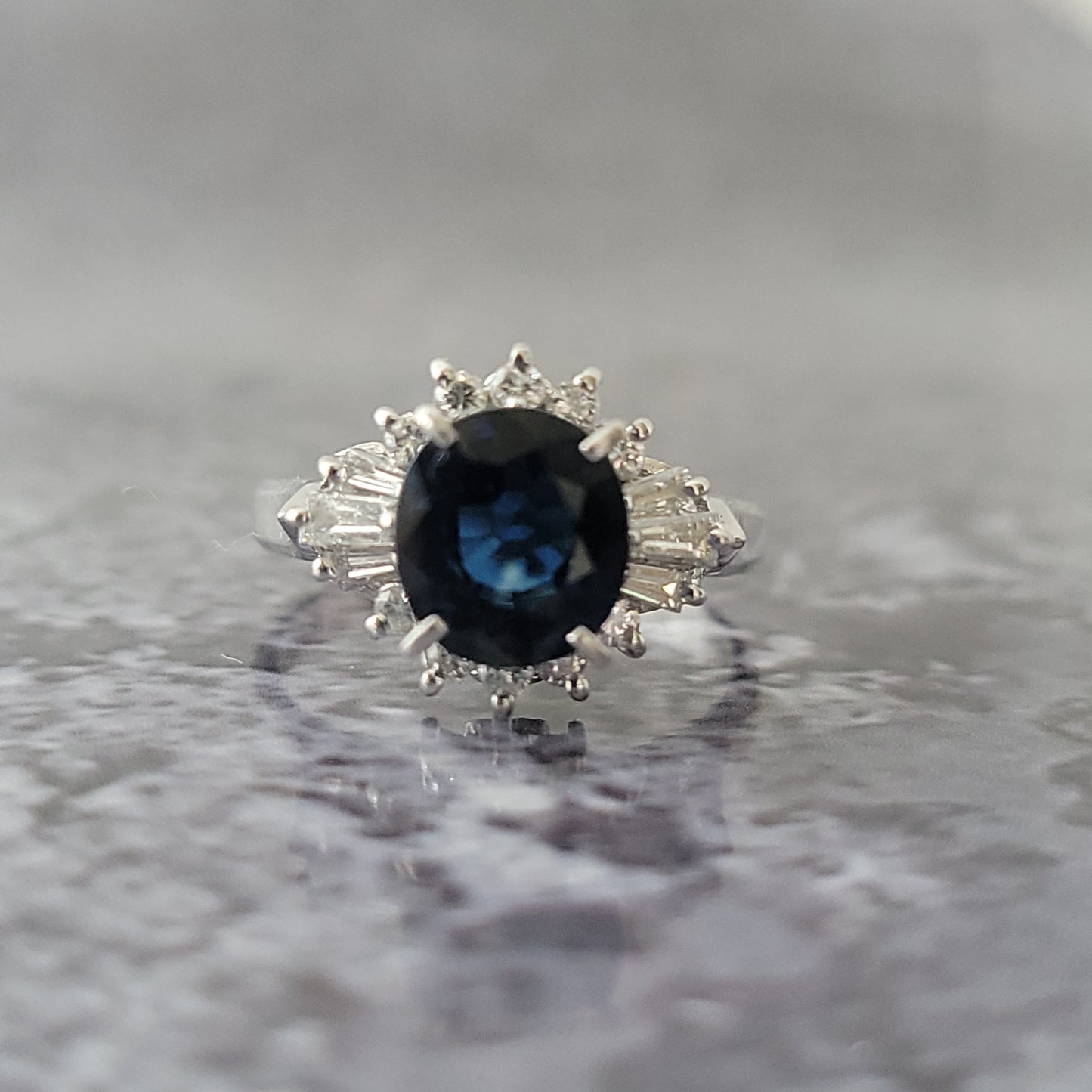 Platinum Sapphire and Diamond Ring