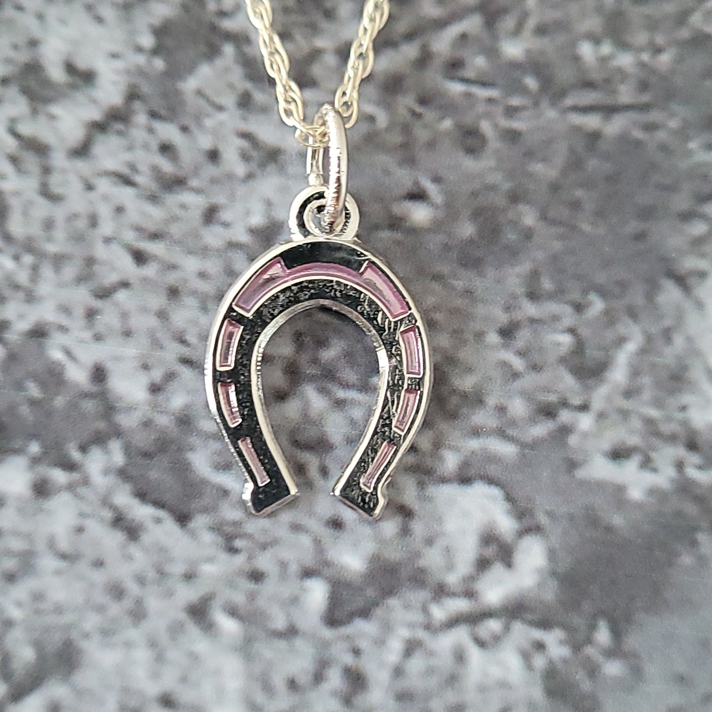 Silver Horseshoe Charm with Purple