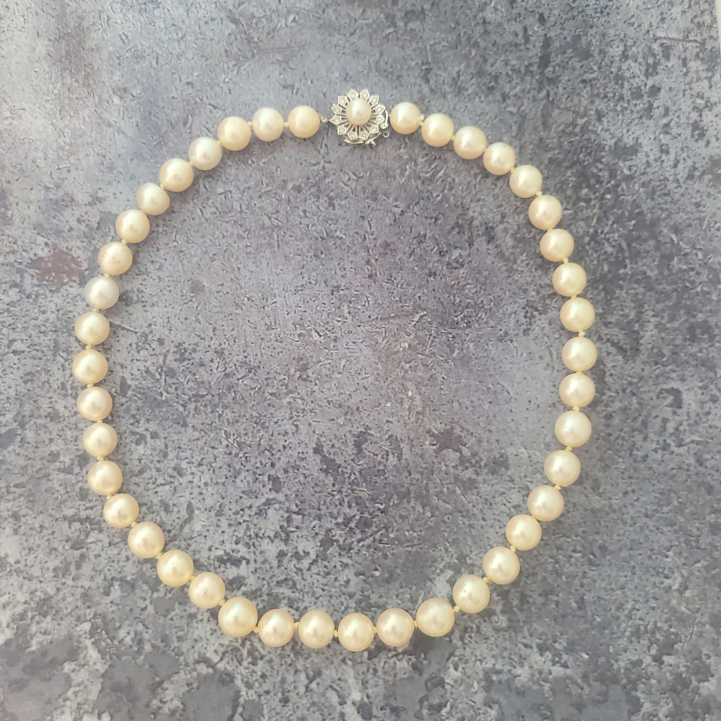 9.5mm Cream Peals with Diamond Clasp