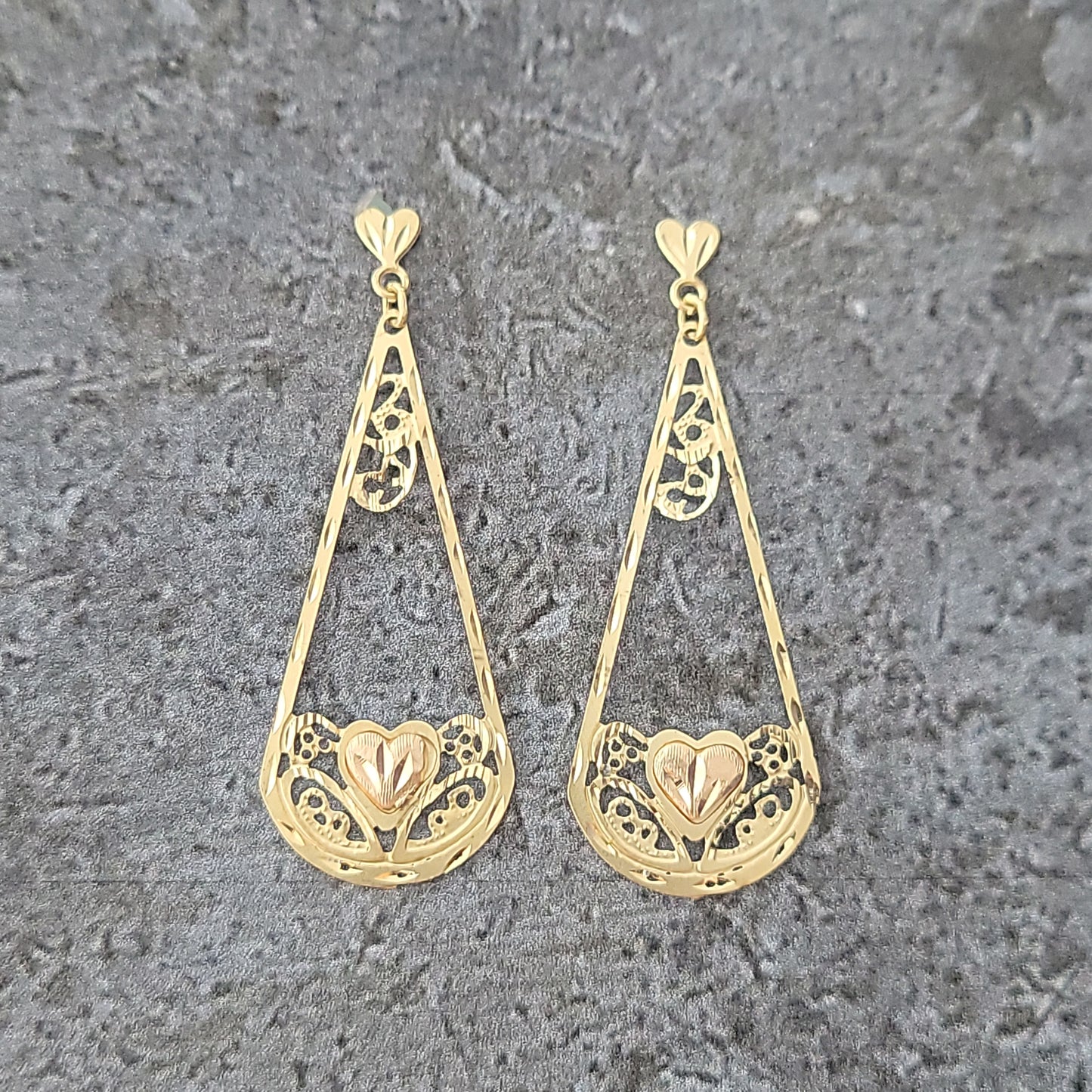 Two Tone Heart Earrings