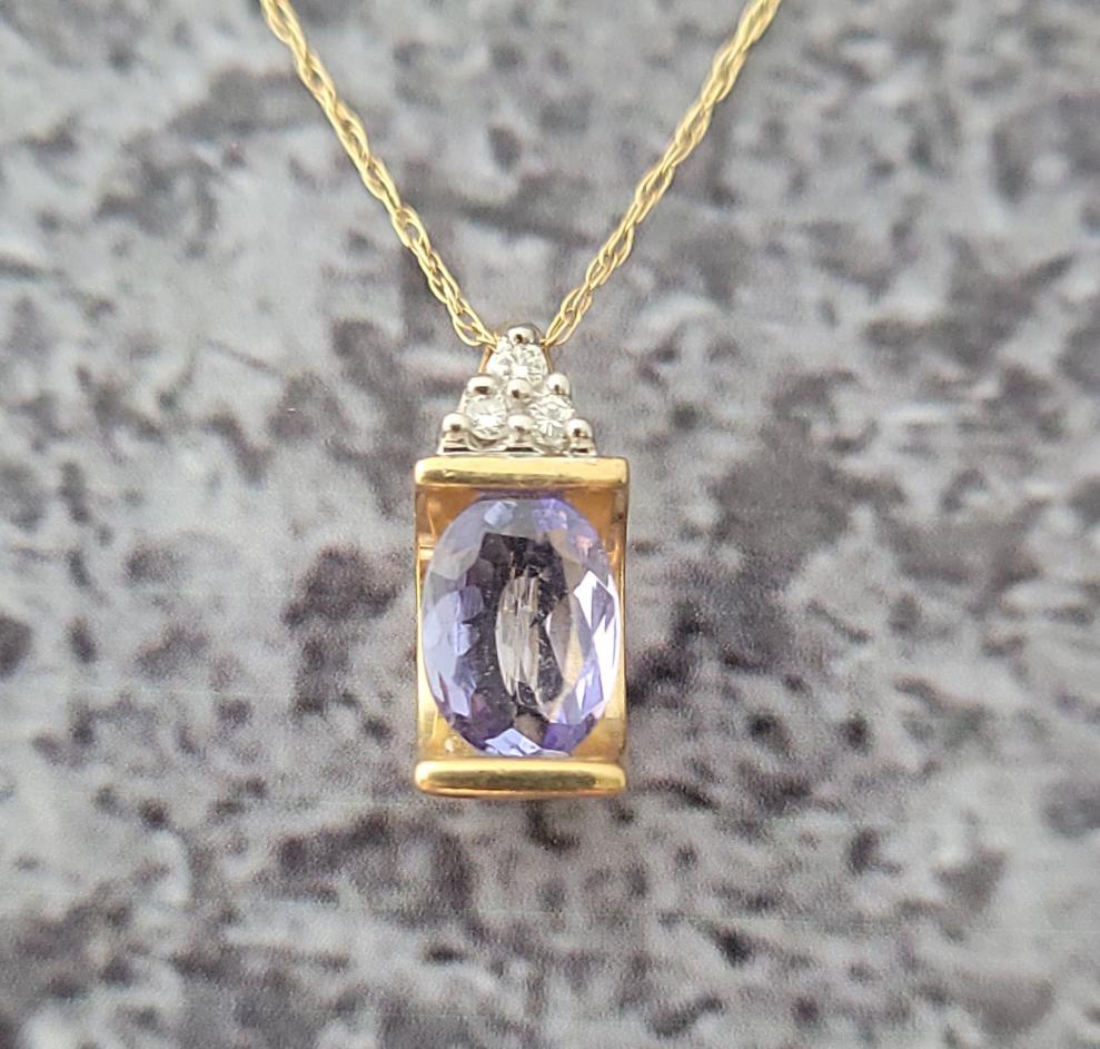 14k Diamond and Tanzanite Necklace