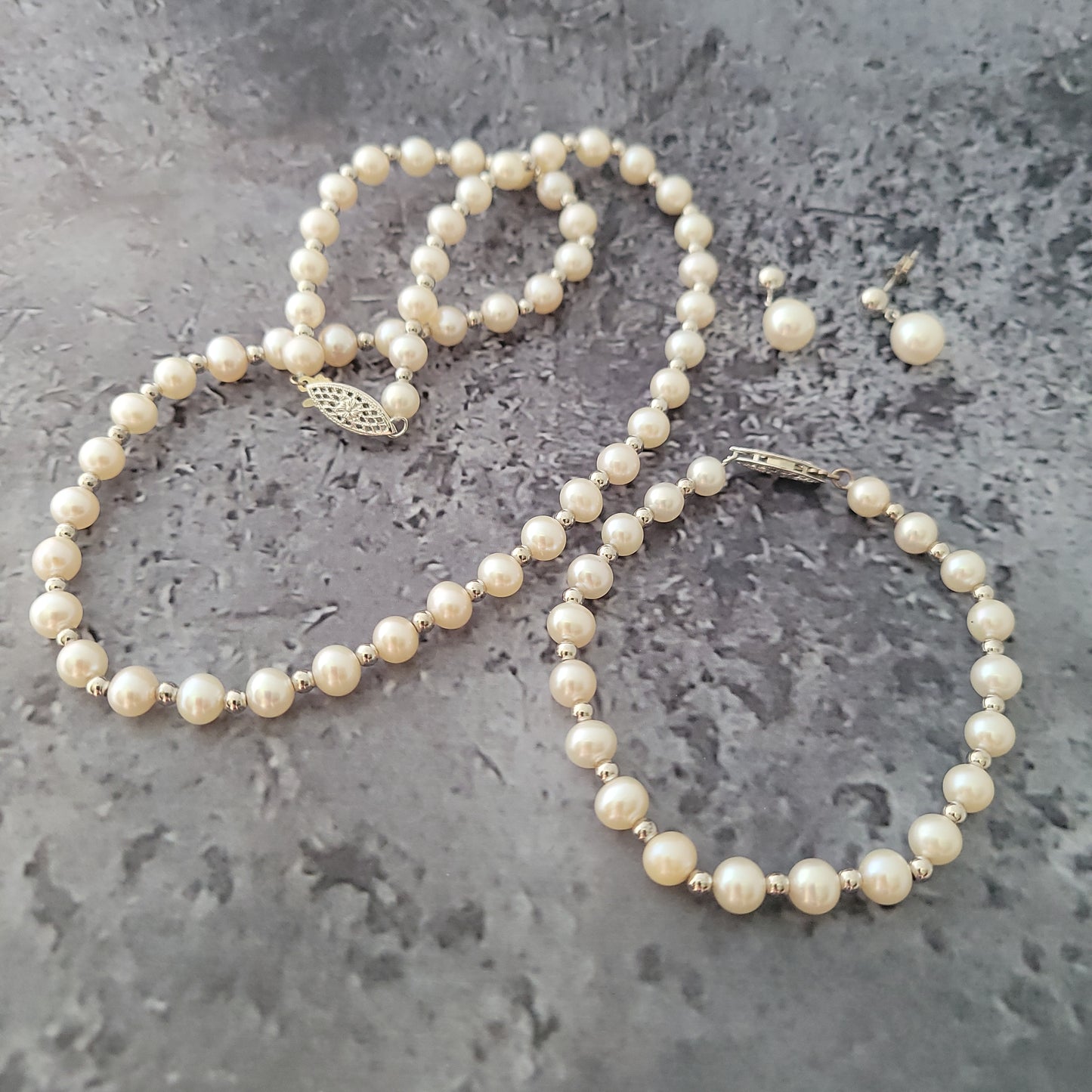 Sterling Silver Pearl Set