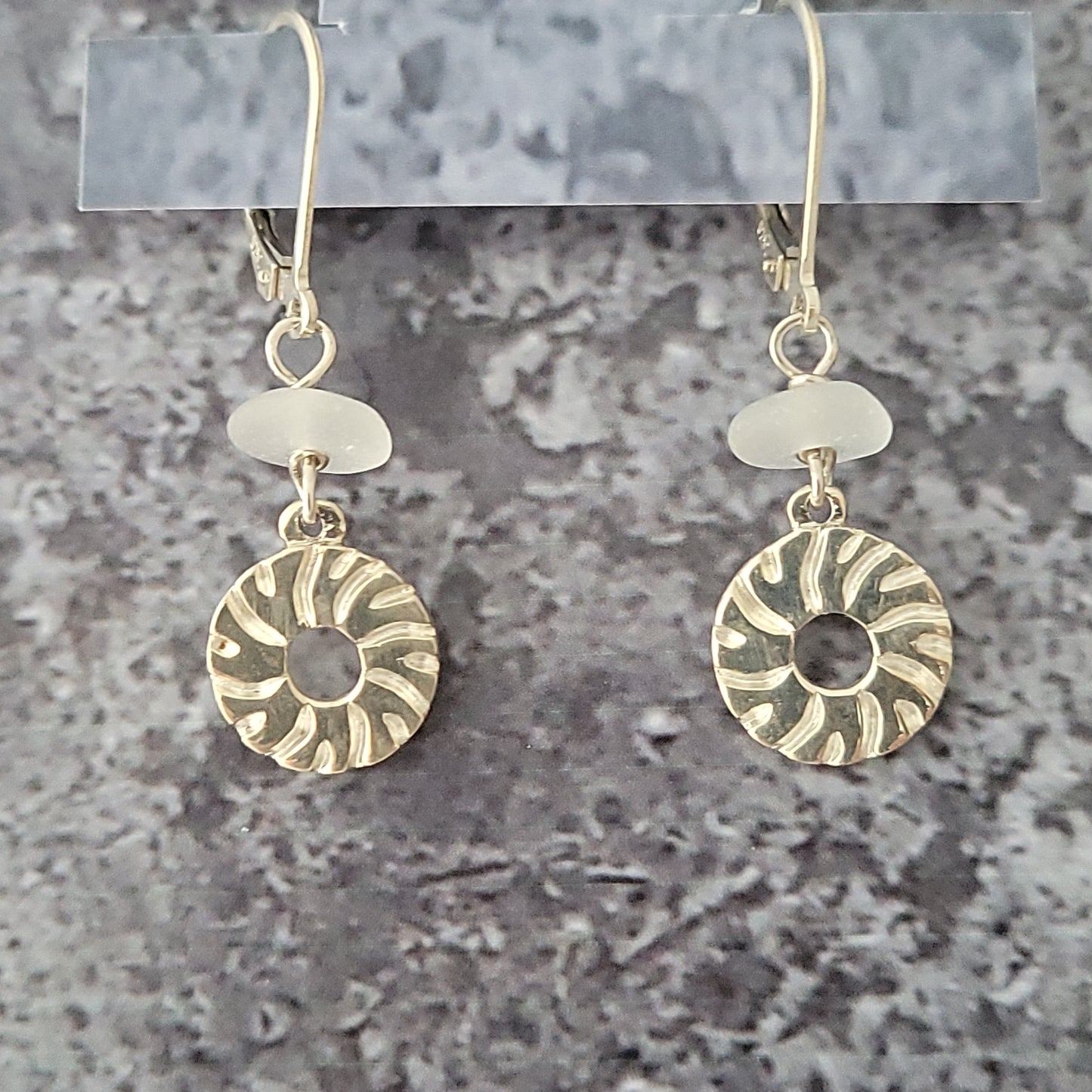 Millstone and Sea glass Earrings