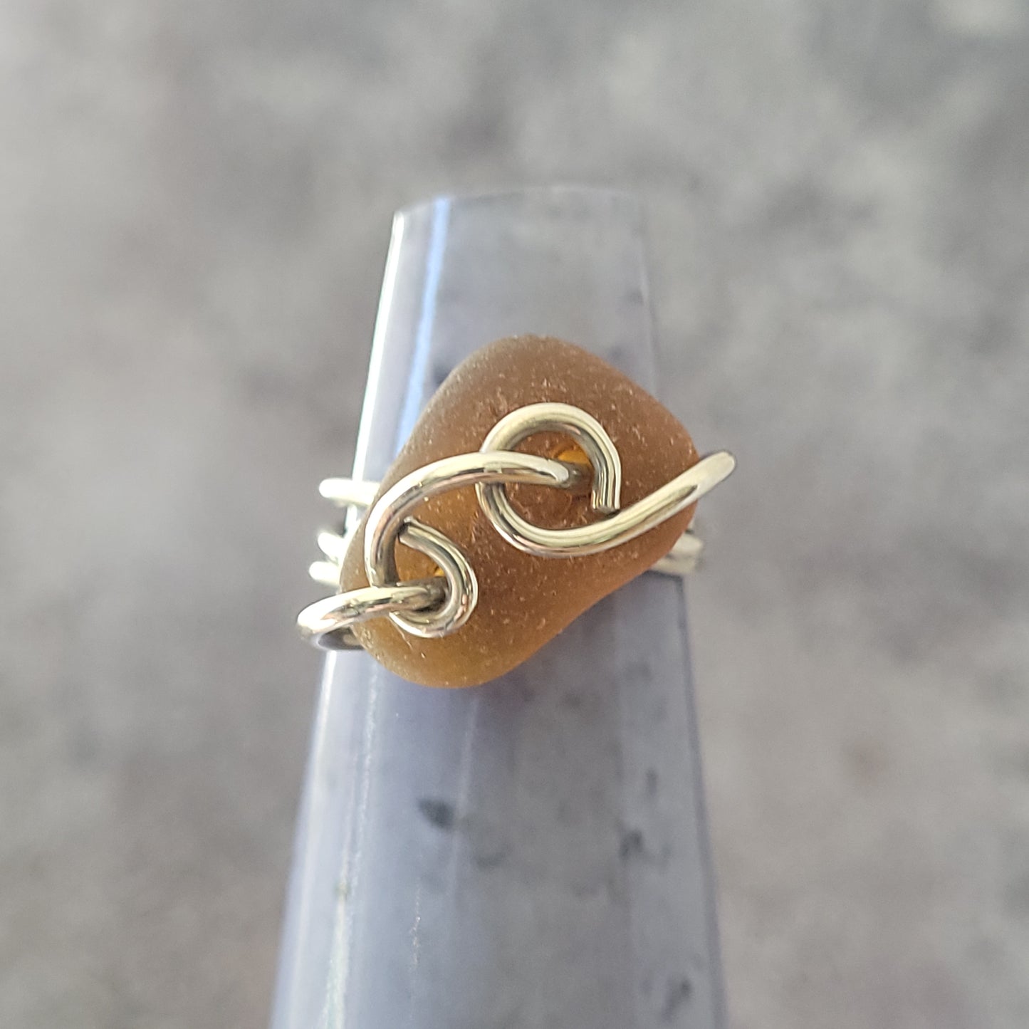 Brown Sea Glass Ring