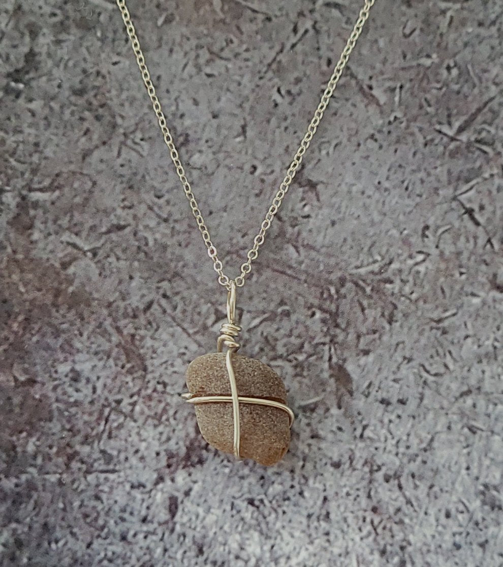 Small Brown Sea Glass Pendant