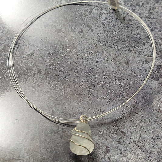 White Sea Glass Pendant Only