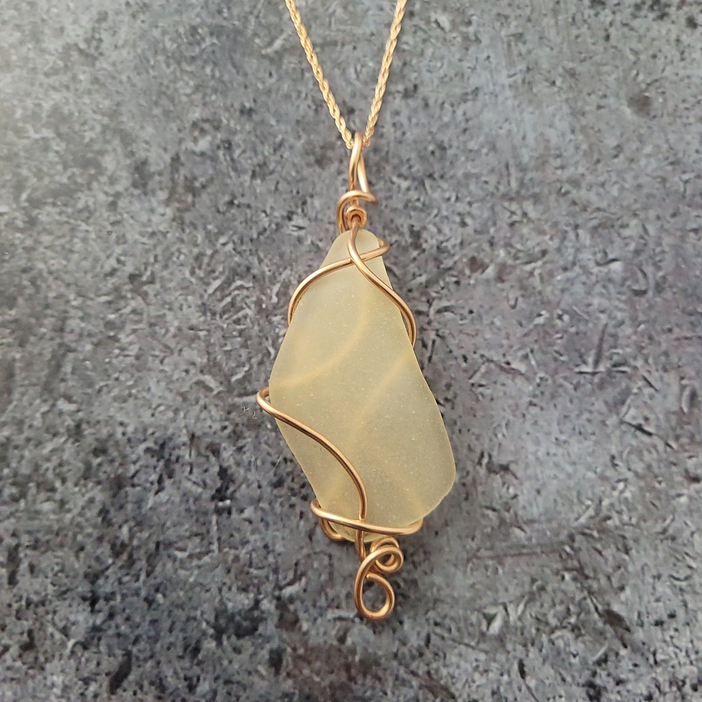 Rose Gold filled Sea Glass Pendant