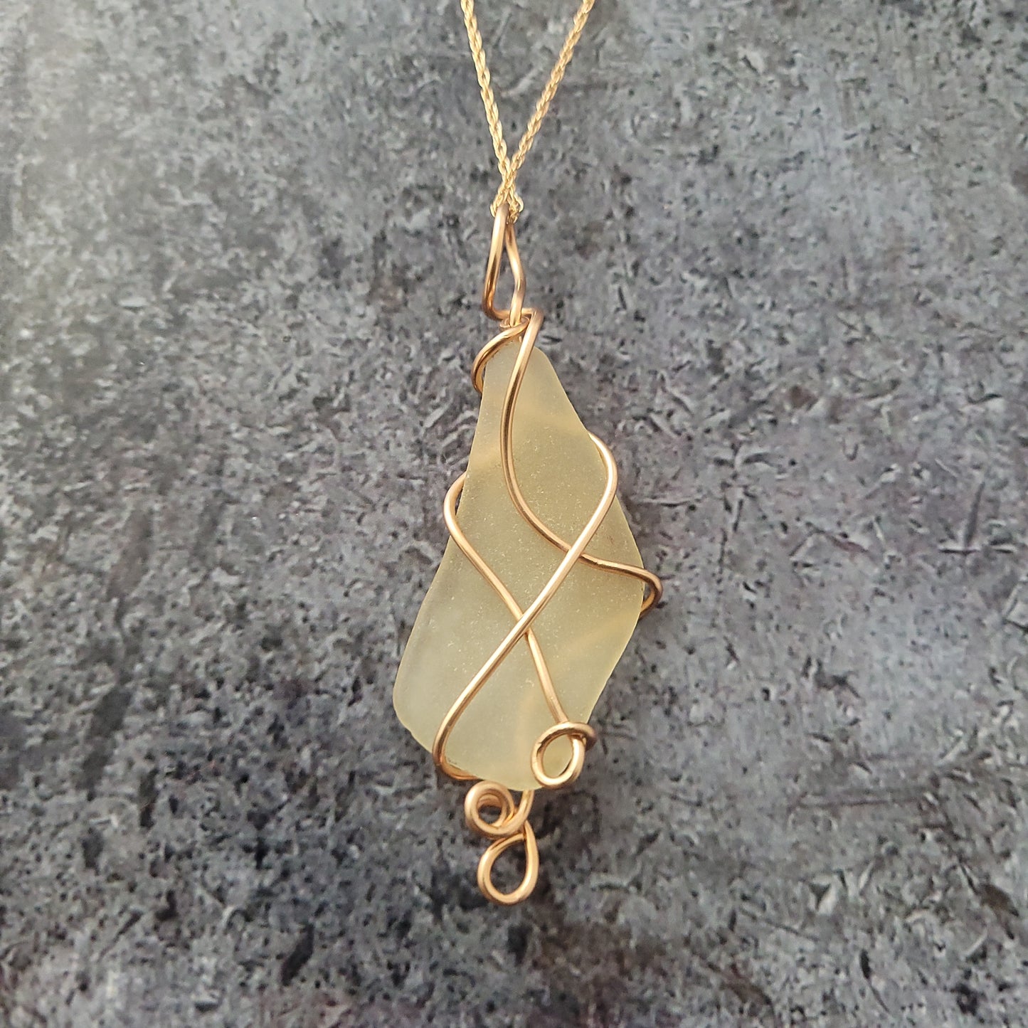 Rose Gold filled Sea Glass Pendant