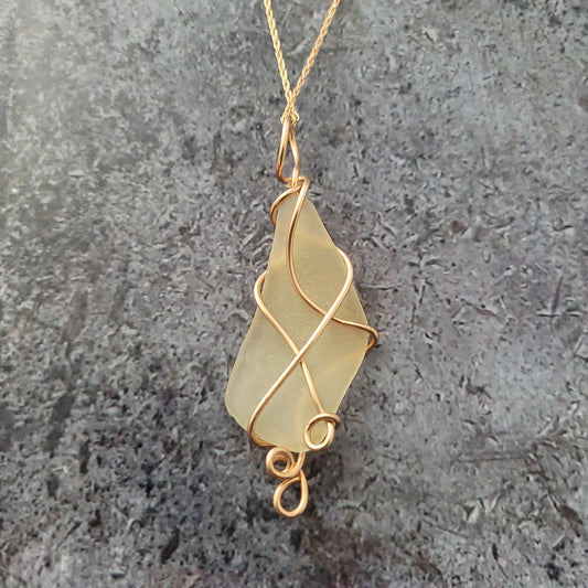 Rose Gold filled Sea Glass Pendant