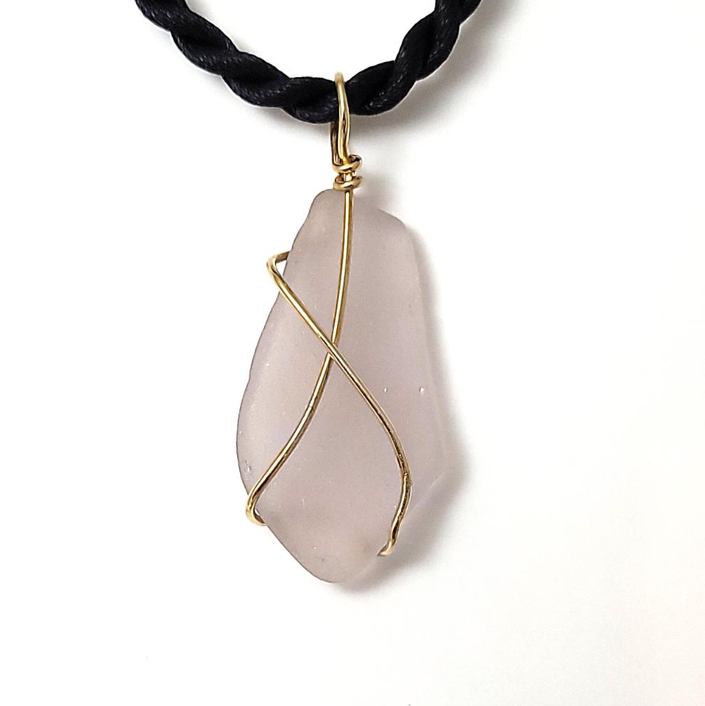 14k Pale Lilac Sea Glass Pendant