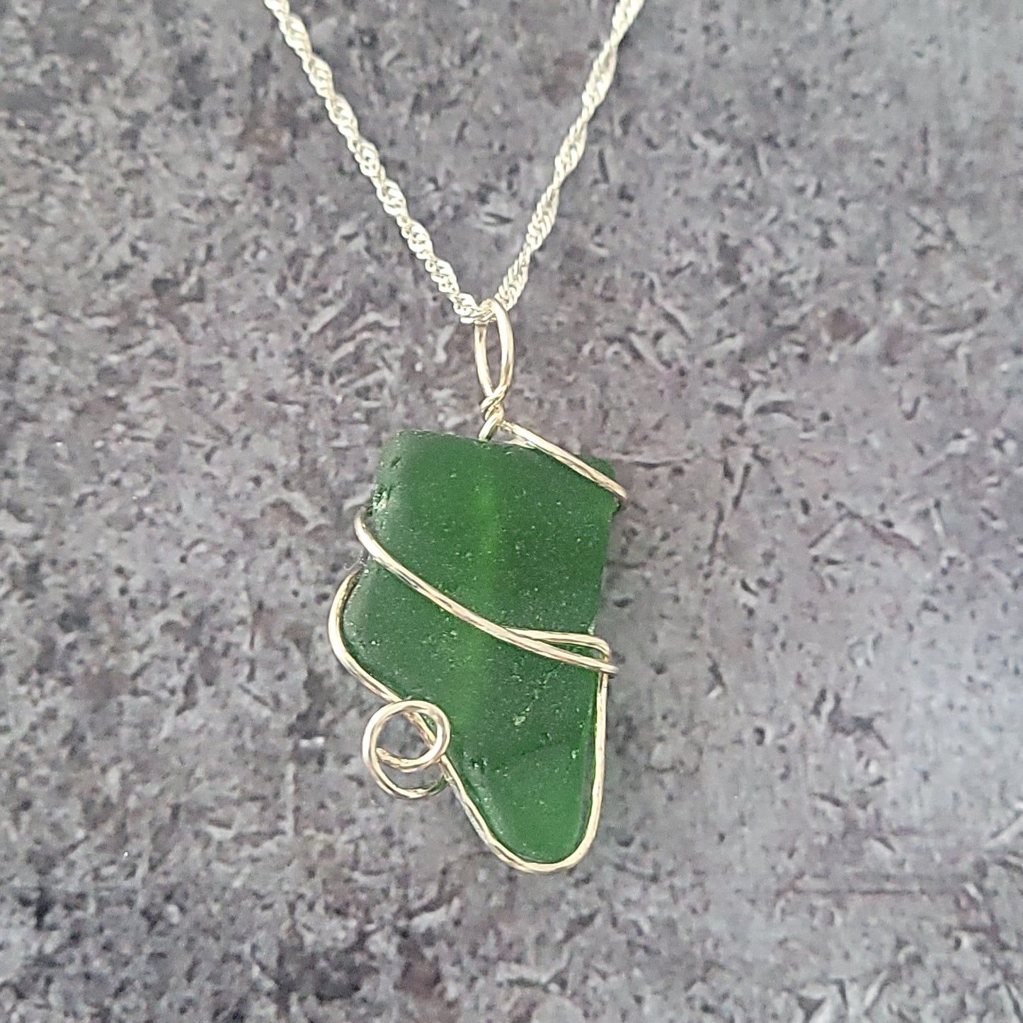Sterling Green Sea Glass Pendant