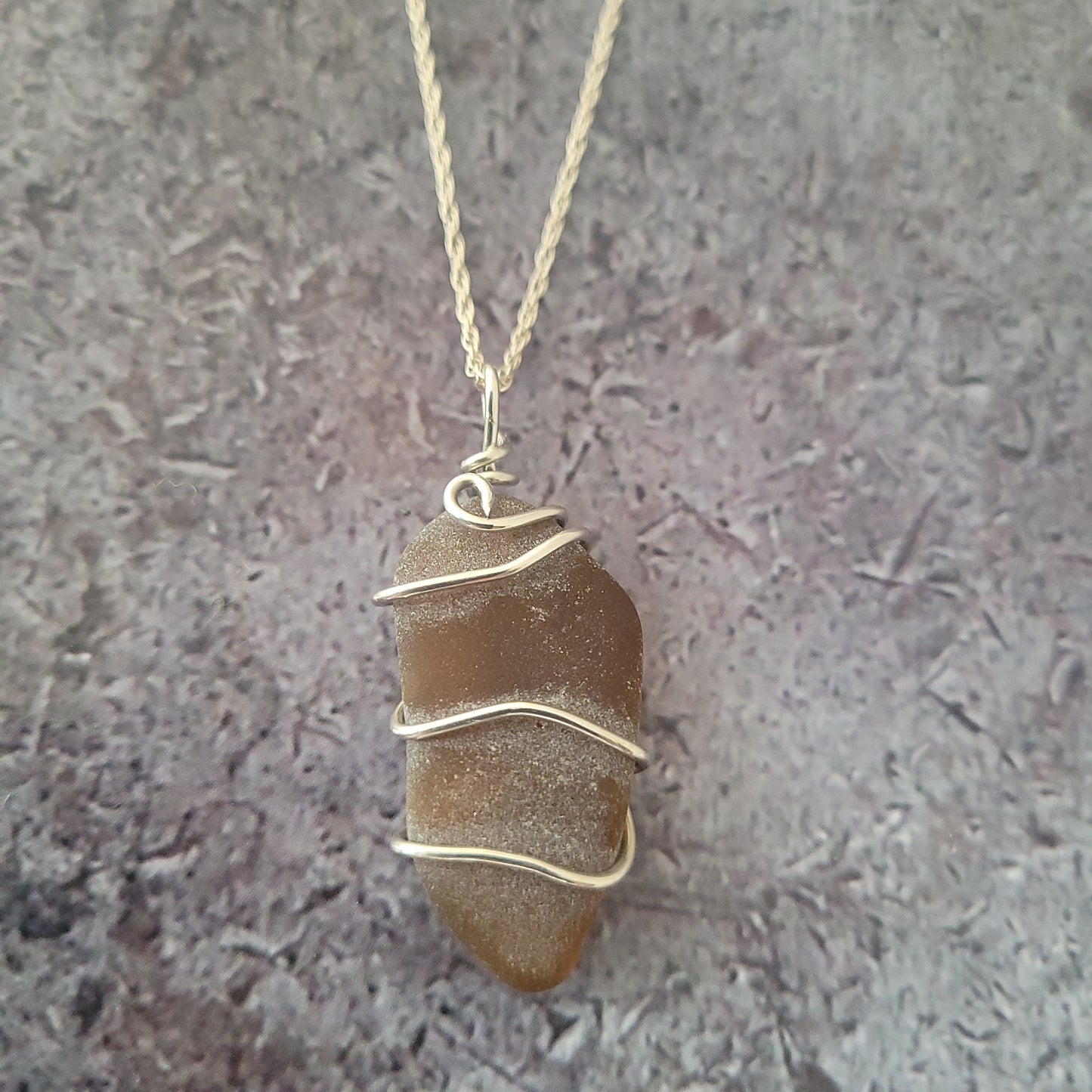 Sterling Brown Sea Glass Necklace