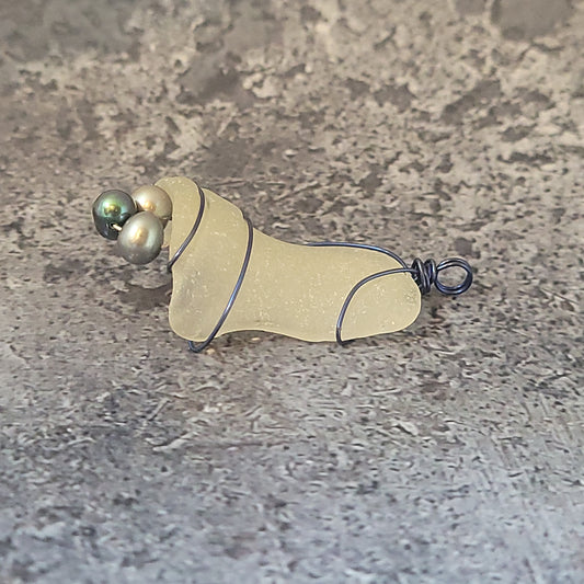 Sea Glass and Pearl Pendant