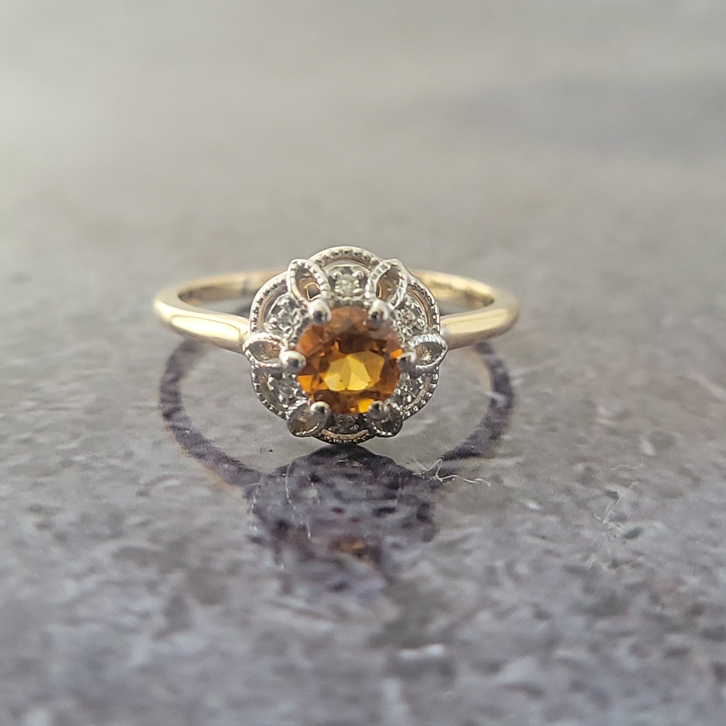 10k Citrine and Diamond ring