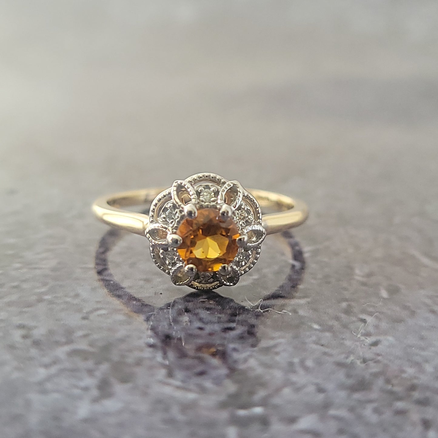 10k Citrine and Diamond ring