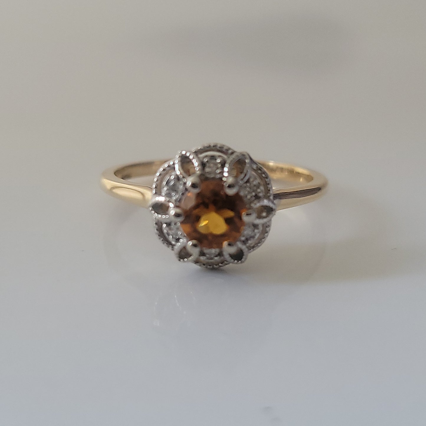 10k Citrine and Diamond ring