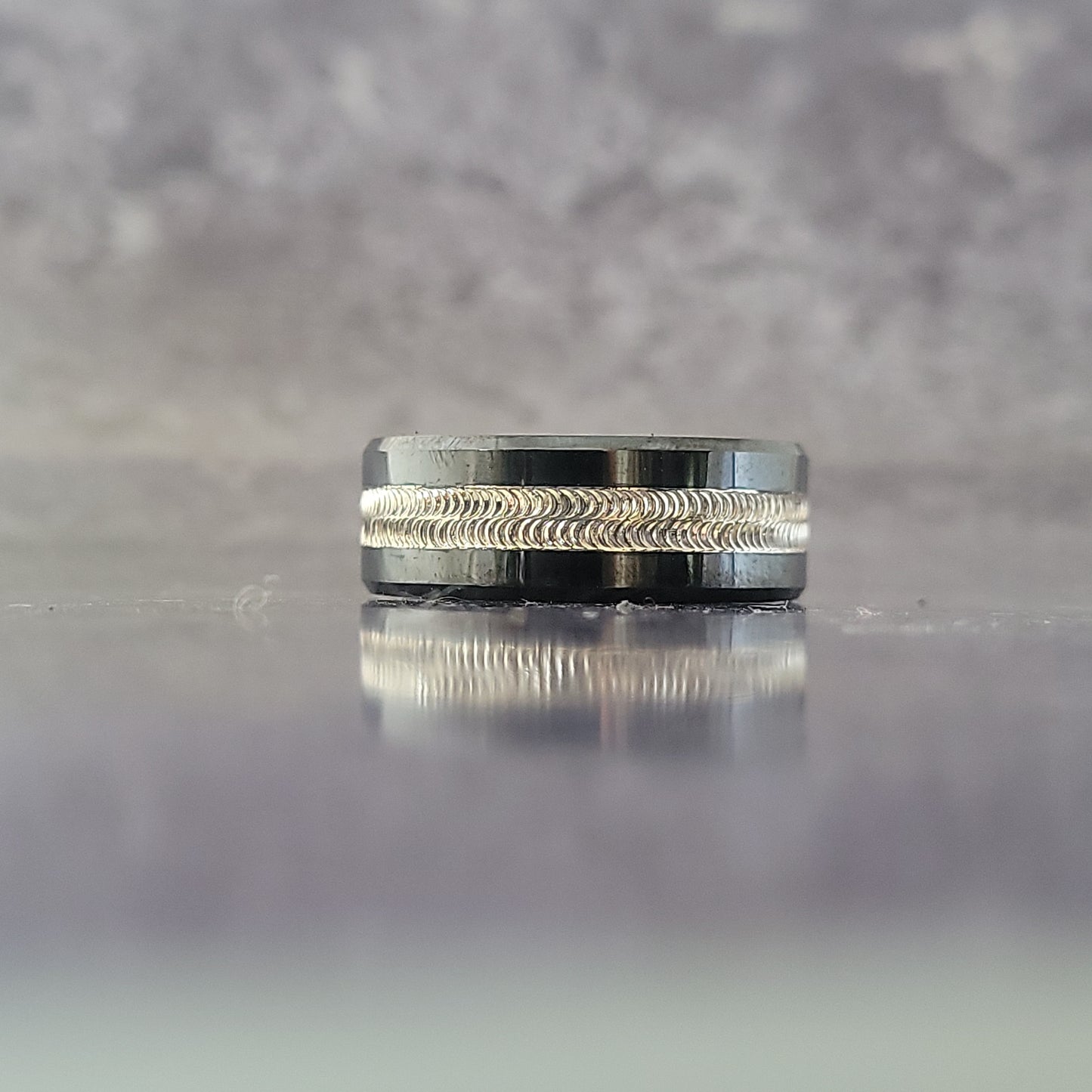 Black Ceramic and Sterling Band