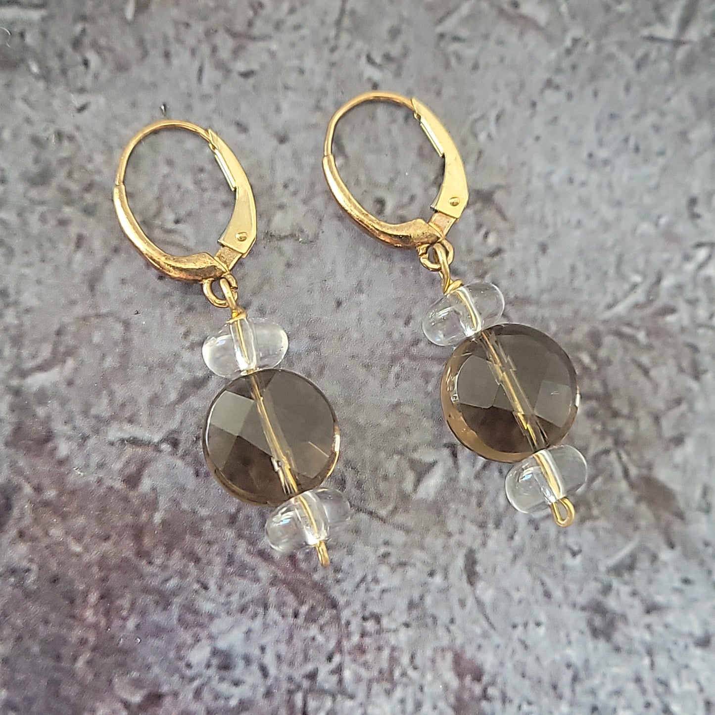 14k Smokey Quartz Earrings