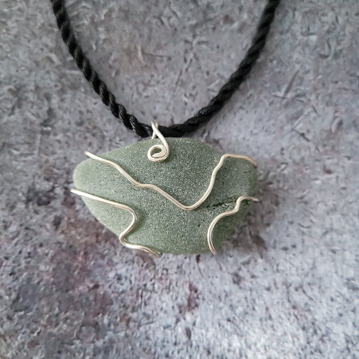 Dark Green Sea Glass Necklace